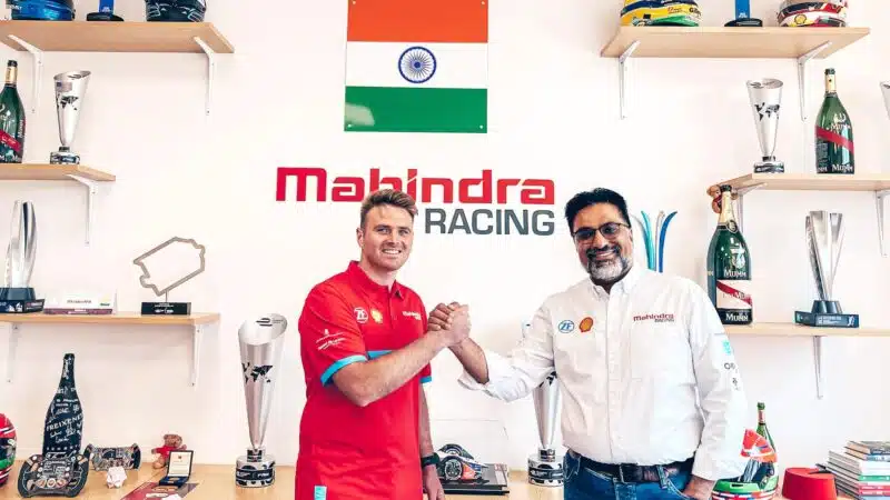 Oliver Rowland shakes hands with Dilbagh Gill