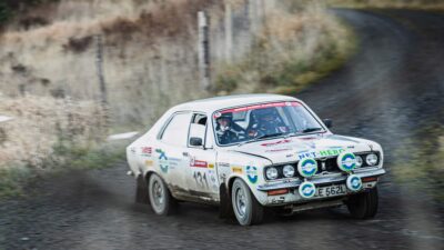 Hillman Avenger on forest stage in Roger Albert Clark Rally