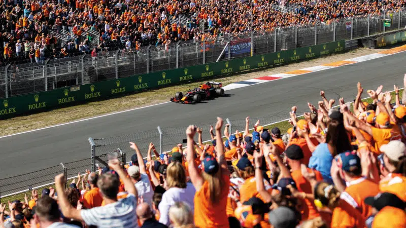 Dutch fans cheer Max Verstappen at Zandvoort