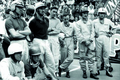 Graham-Hill-and-Jack-Brabham-among-drivers-at-briefing-before-the-1960-Monaco-Grand-Prix