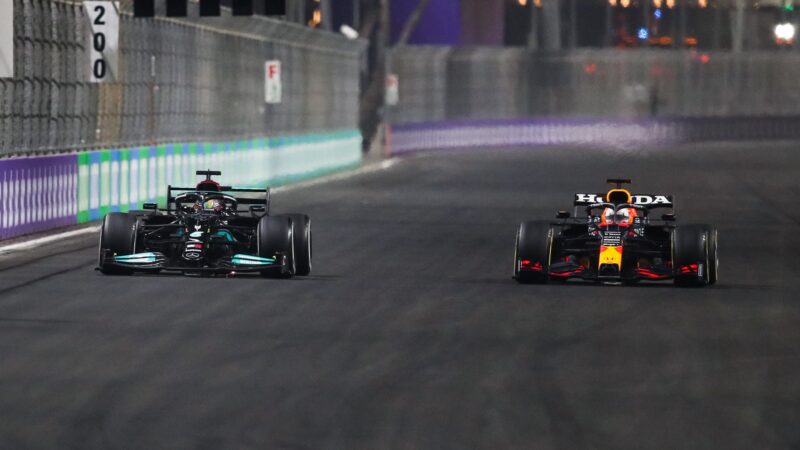 Lewis Hamilton alongside MAx VErstappen at the Saudi Arabian Grabnd Prix