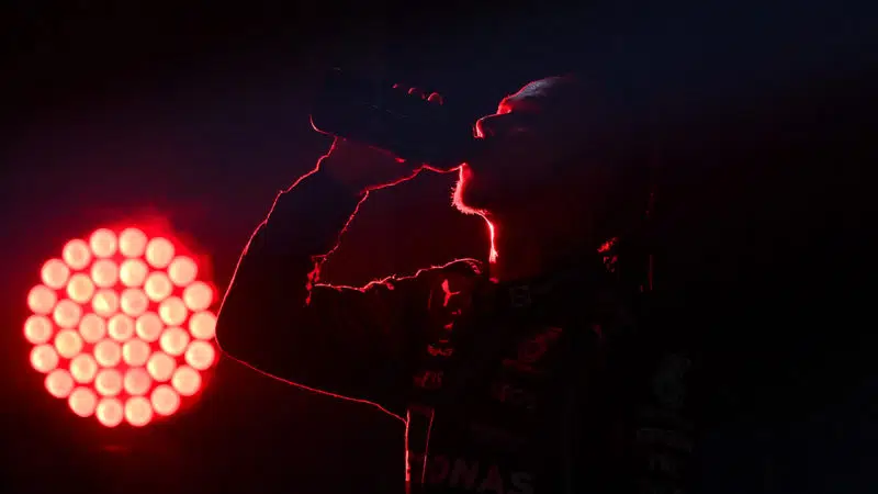 Lewis Hamilton drinks from a bottle after the 2021 Saudi Arabian Grand Prix