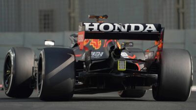 ABU DHABI, UNITED ARAB EMIRATES - DECEMBER 15: Sergio Perez (MEX), Red Bull Racing Honda during Formula 1 testing at Yas Marina Circuit on December 15, 2021 in Abu Dhabi, United Arab Emirates. (Photo by Hasan Bratic/DeFodi Images via Getty Images)