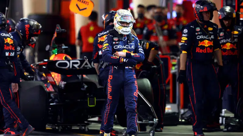 Max Verstappen walks away from Red Bull after retiring from the 2022 Bahrain GP