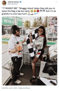 Winnie Harlow Canadian GP Tweet