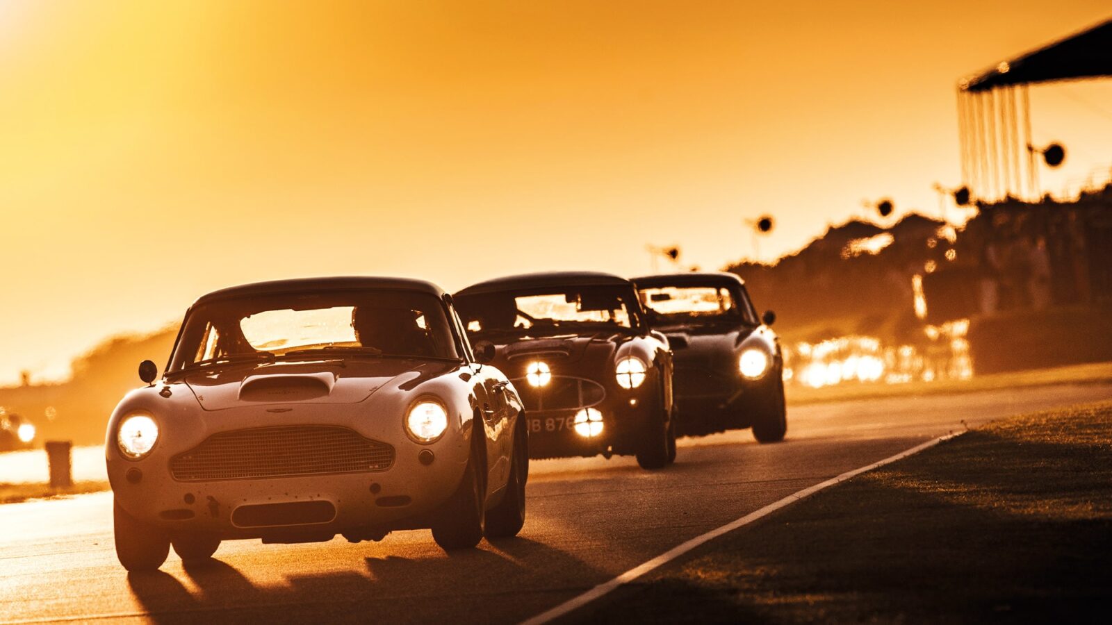 Goodwood Revival race at sunset