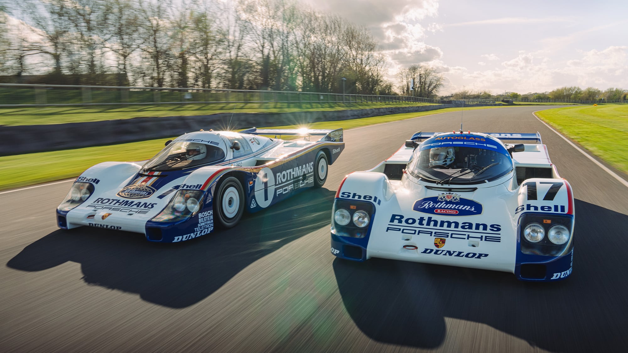 Porsche 956 and 962 on track at Goodwood