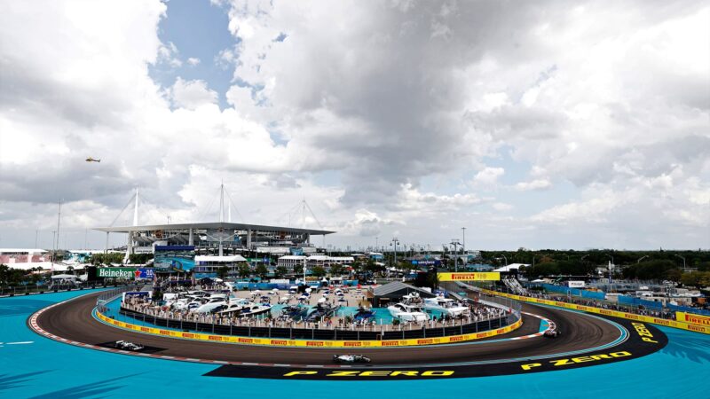 Turn 7 around fake marina at Miami Grand Prix circuit