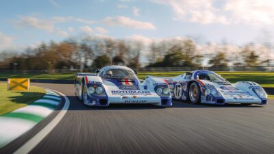 Porsche 956 and 962 cornering at Goodwood