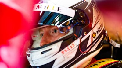 Charles Milesi wearing helmet