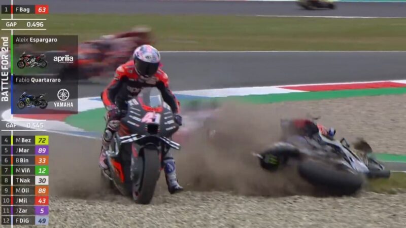 Fabio Quartararo collides with Aleix Espargaro in Assen crash