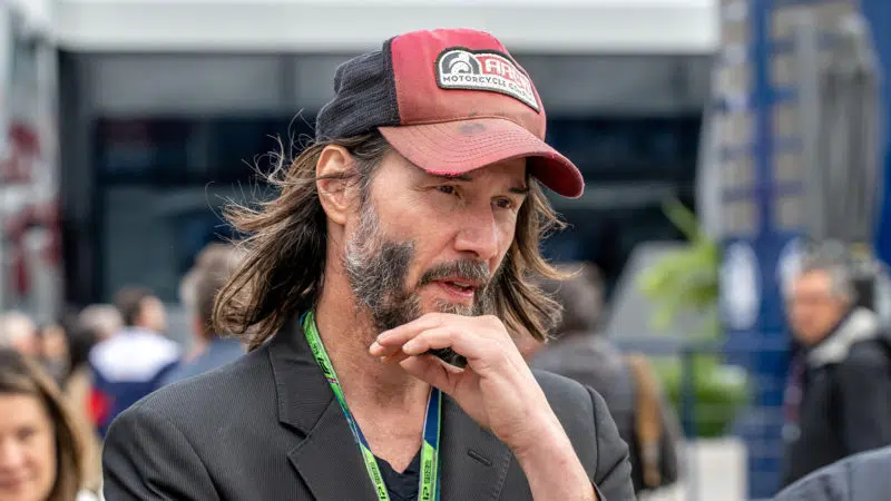 Keanu Reeves in the Silverstone paddock at the 2022 British Grand Prix