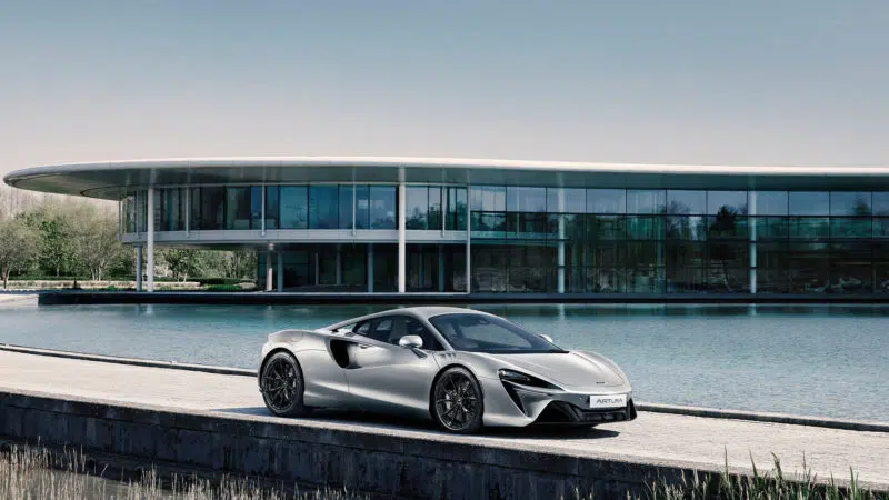 McLaren Artura outside the technology centre in Woking