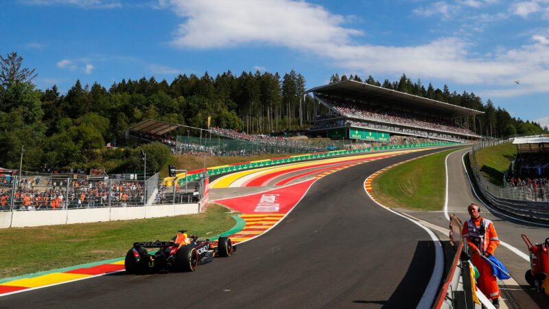 Max Verstappen at Eau Rouge in the 2022 Belgian Grand Prix