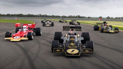 Lotus 72 parade led by Emerson Fittipaldi