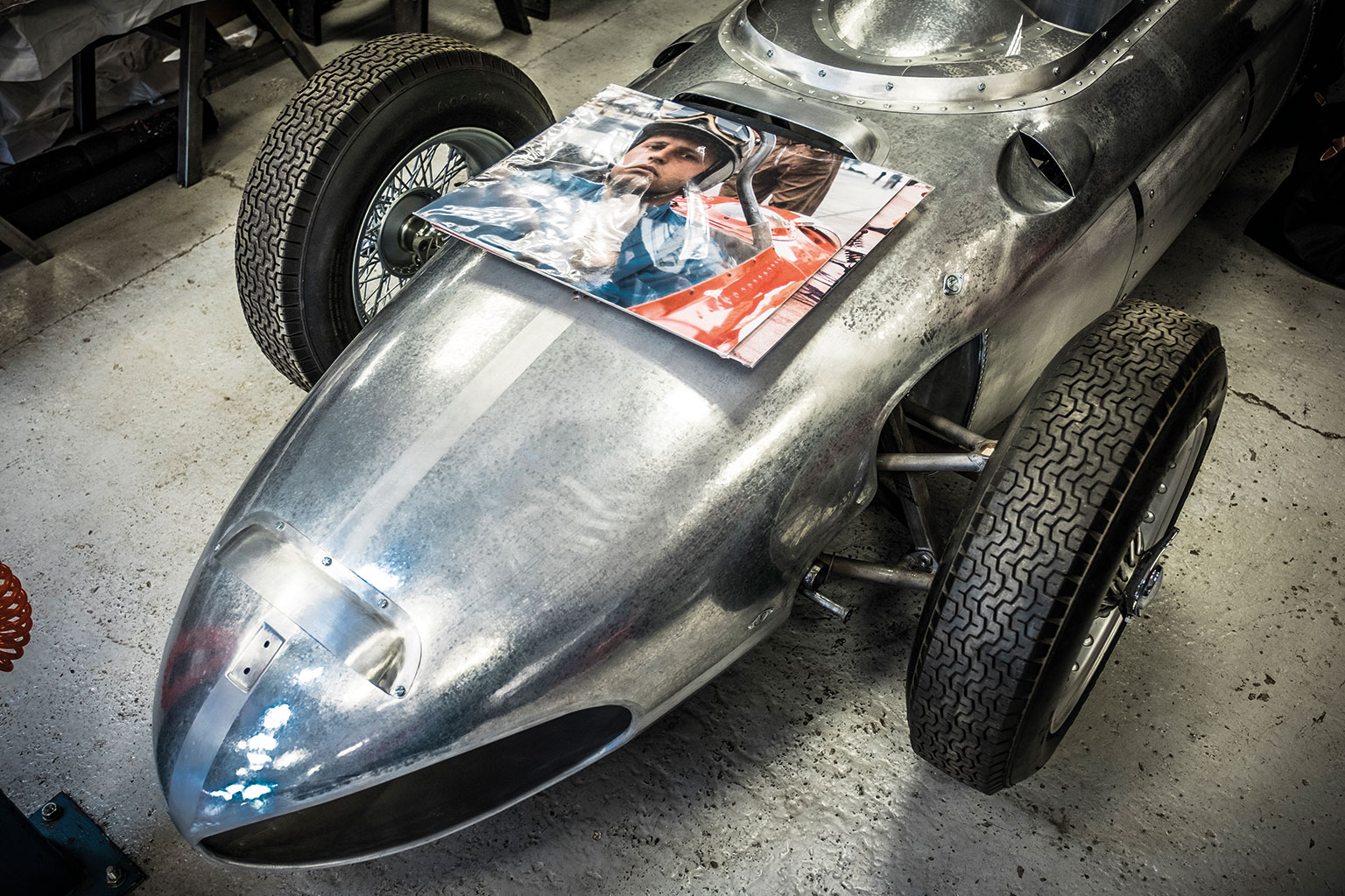 The nose of the Ferrari, without its paint