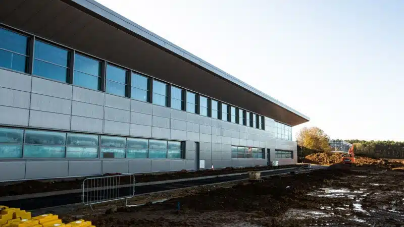 Aston Martin factory under construction and surrounded by mud