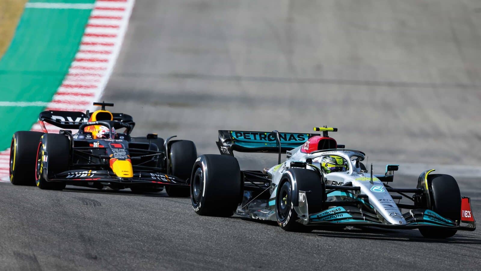 Hamilton and Verstappen battle on track