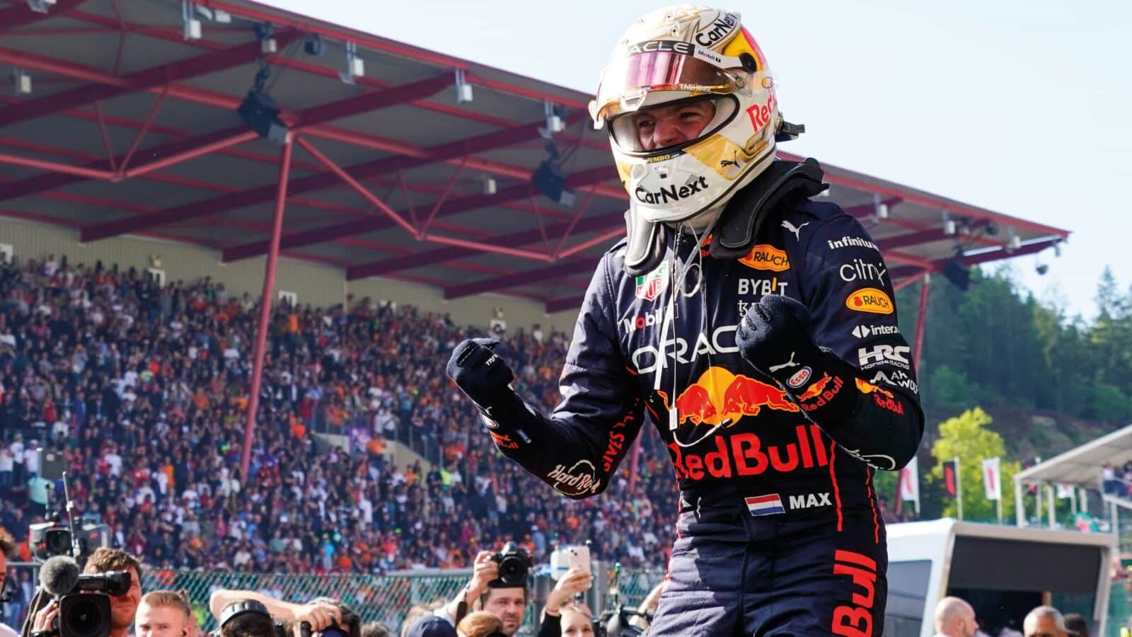 Max Verstappen celebrates victory