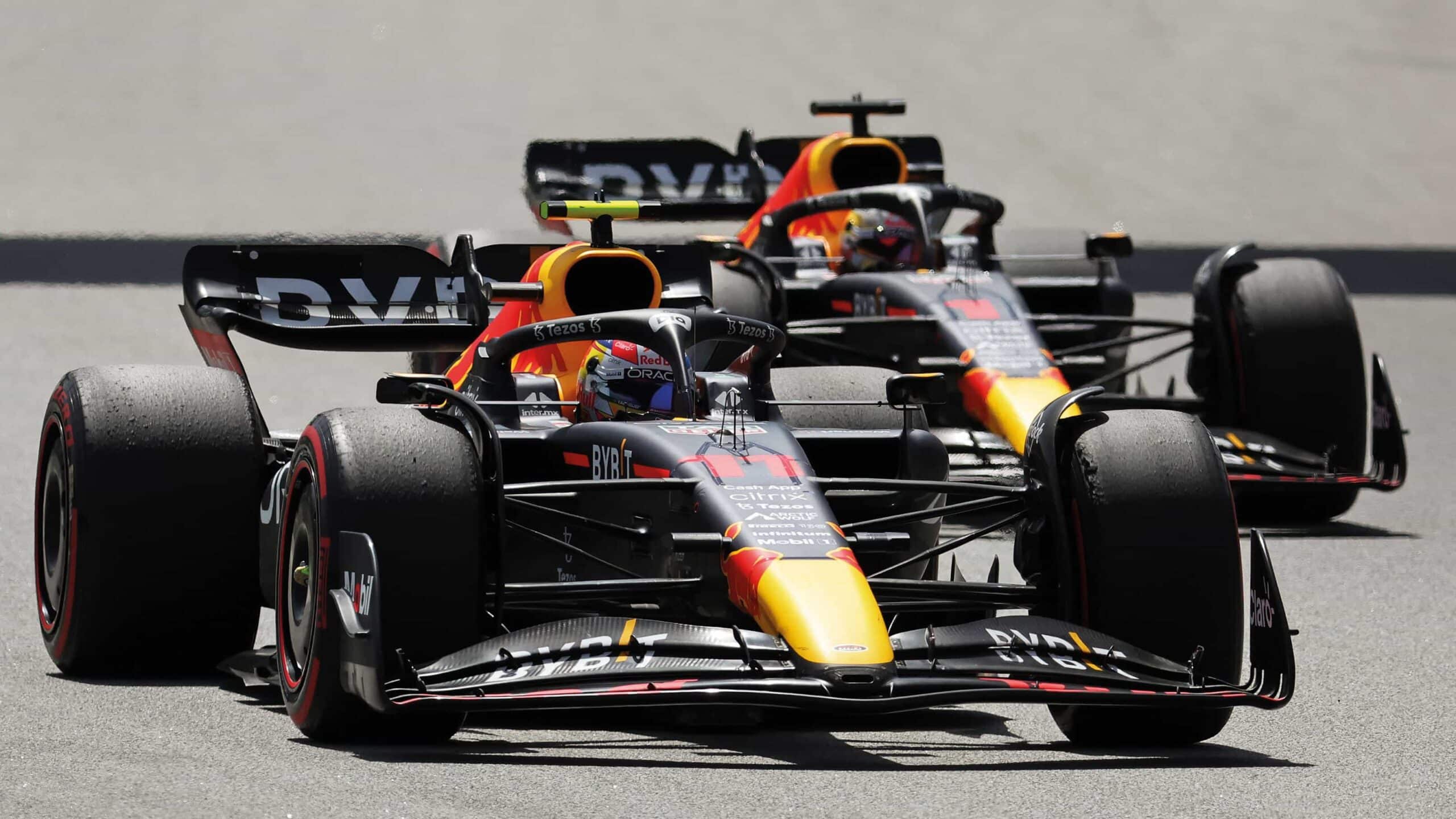 Max and Perez on track