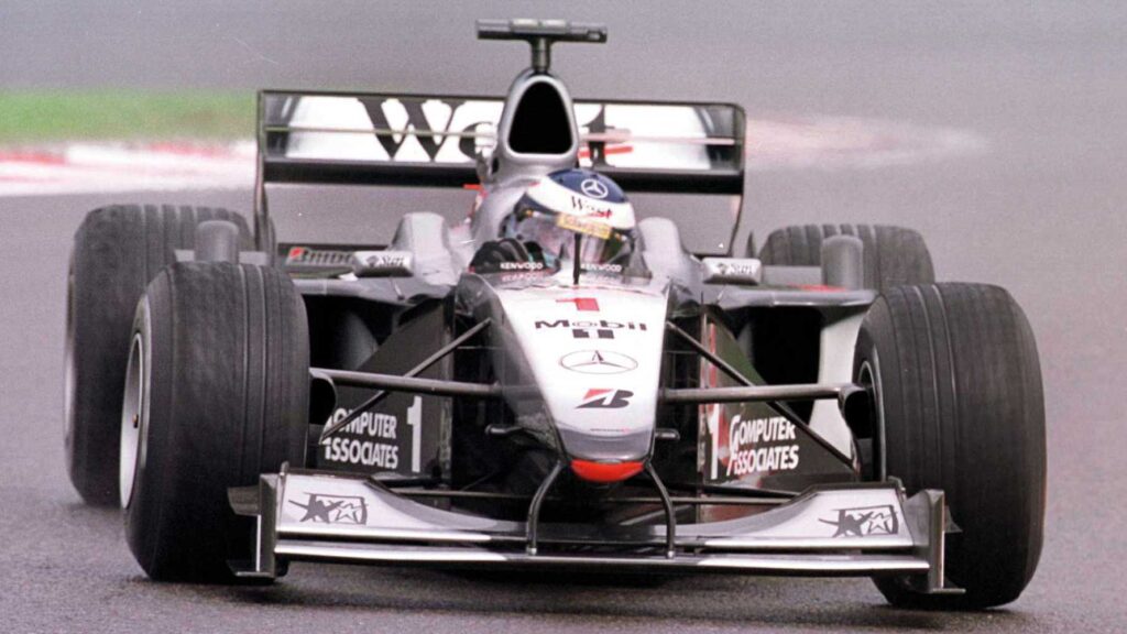 Hakkinen racing at the 2000 Belgian GP
