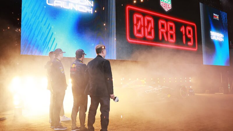 Christian Horner and Red Bull drivers at 2023 team launch