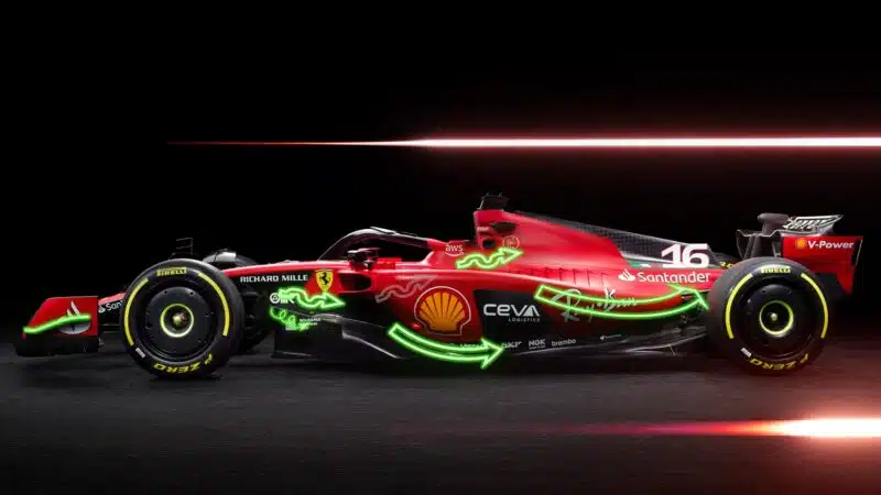 Ferrari aero header showing airflow