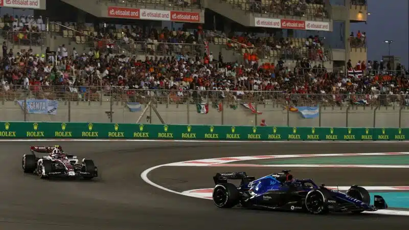 Zhou Guanyu follows Alex Albon in the 2022 Abu Dhabi Grand Prix