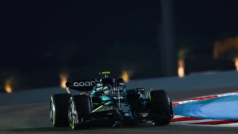 Aston Martin of Fernando Alonso in the 2023 Bahrain Grand Prix