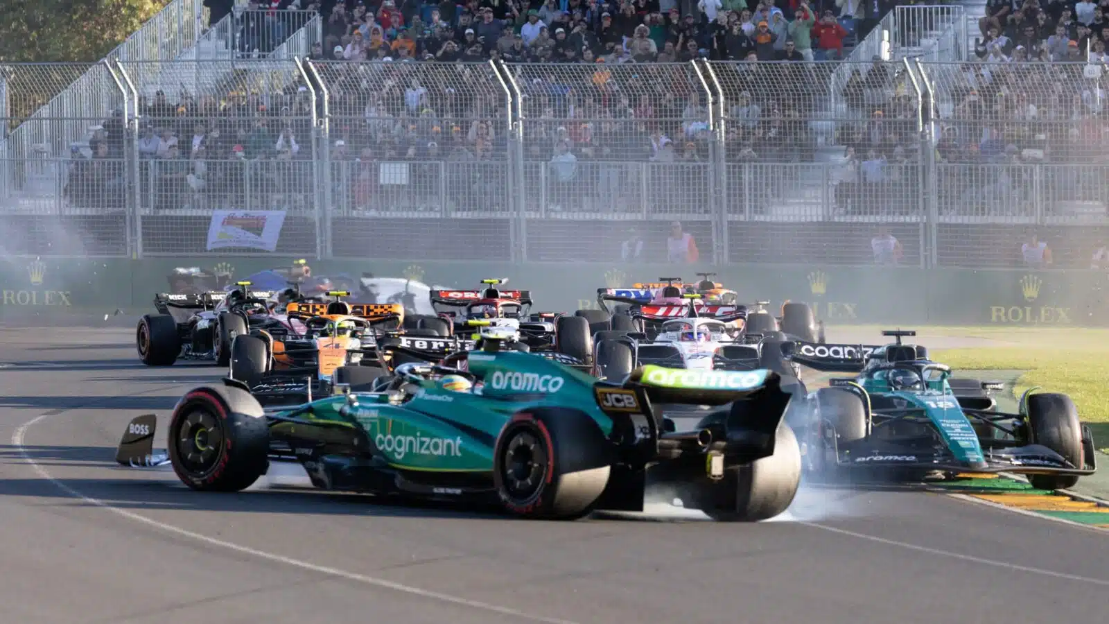 Fernando Alonso spinning at the Australian GP