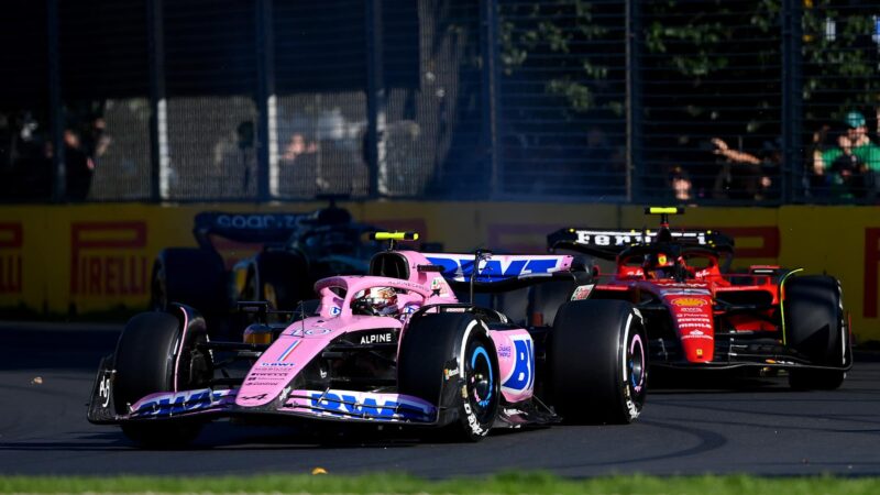 Pierre Gasly leads Carlos Sainz in the 2023 Australian GP
