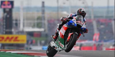 Wheelie-from-Alex-rins-on-LRC-Honda-bike-at-Circuit-of-the-Americas-2023-MotoGP-round