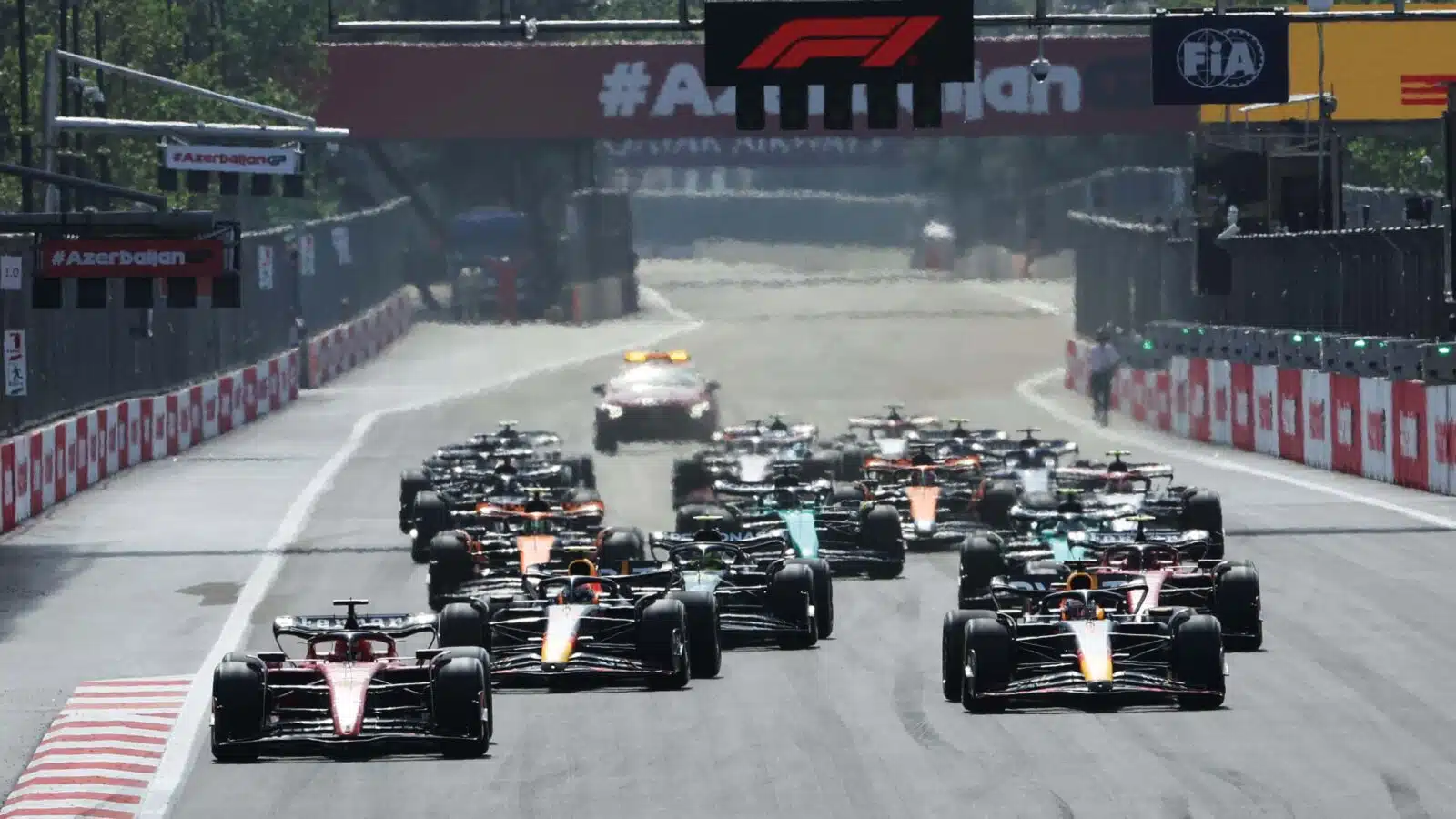 Charles Leclerc on at Baku