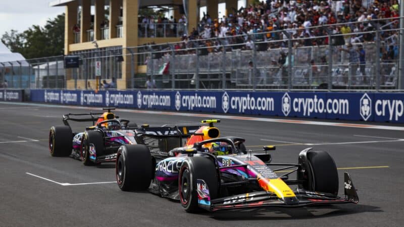 Max-Verstappen-follows-Sergio-Perez-in-2023-Miami-GP