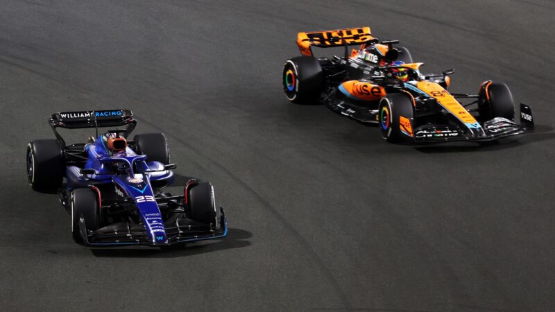 Williams and McLaren F1 cars on track in 2023