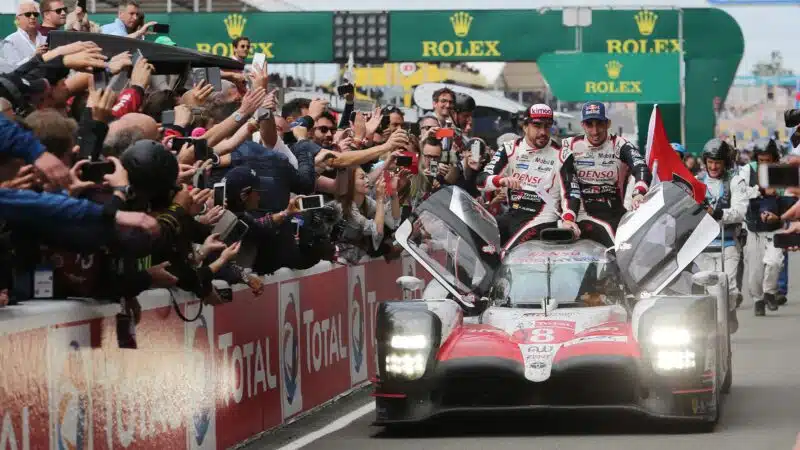 Toyota drivers head to podium after winning 2018 Le Mans 24 Hours
