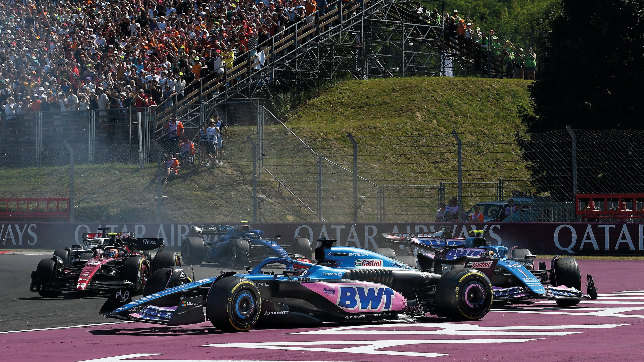 Both Alpine crash out in Hungary