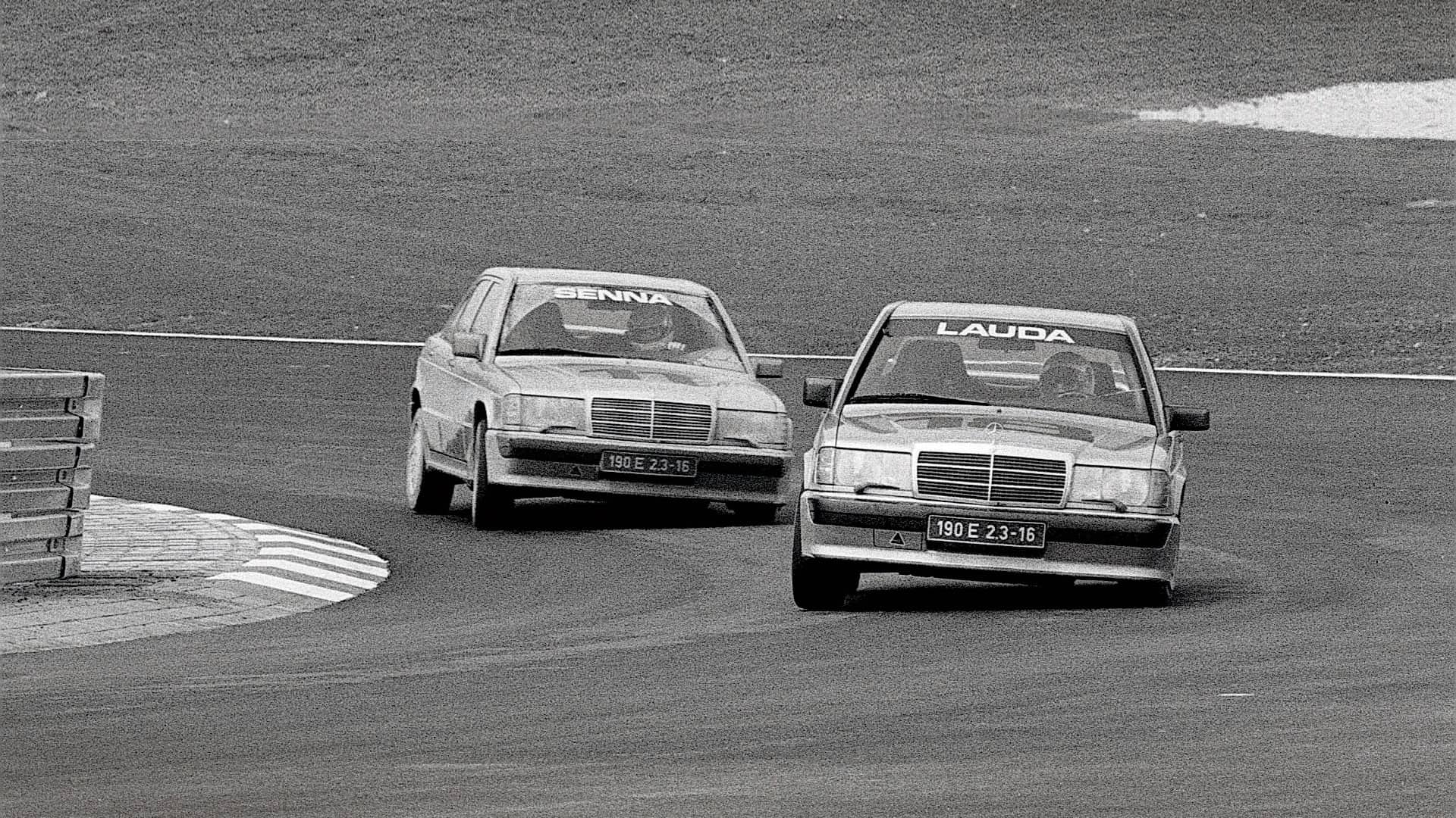 Senna and Lauda on track
