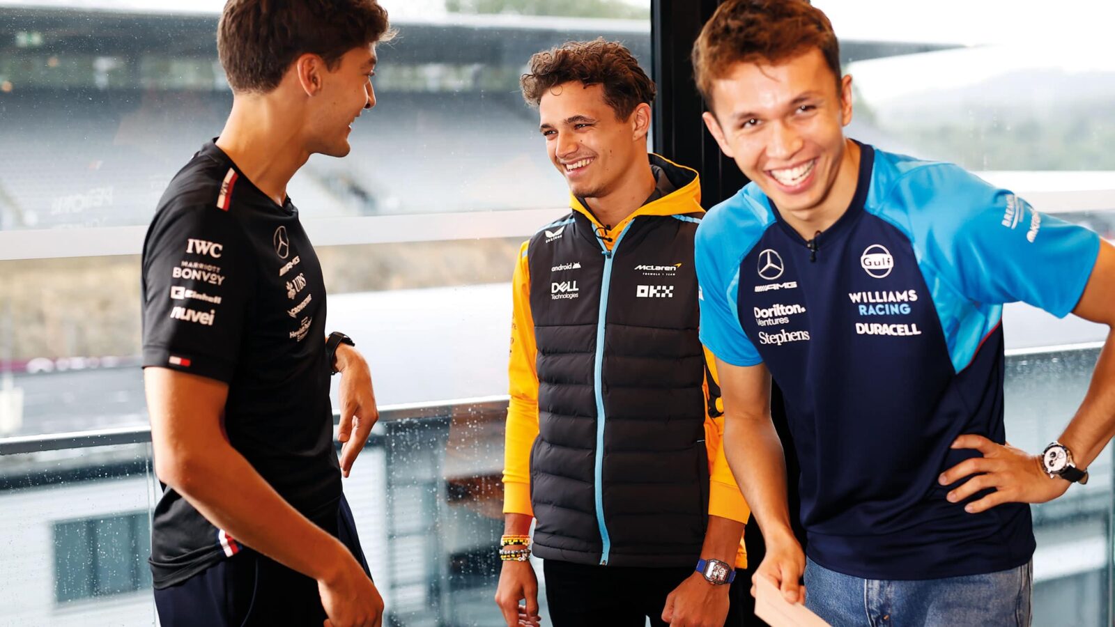 Alex Albon, Lando Norris and George Russell