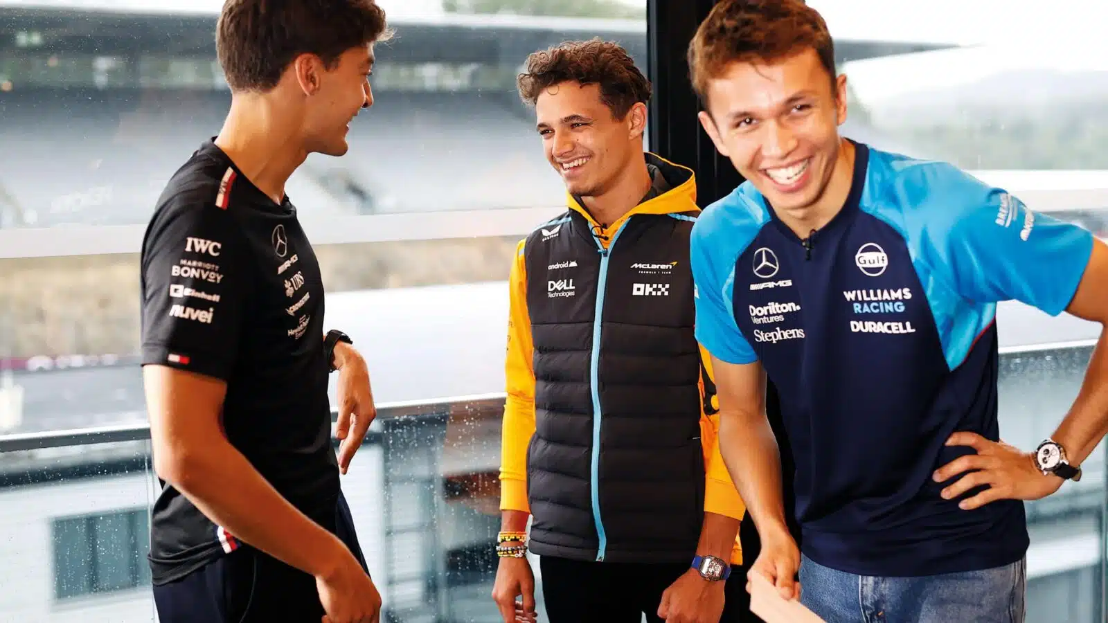 Alex Albon, Lando Norris and George Russell