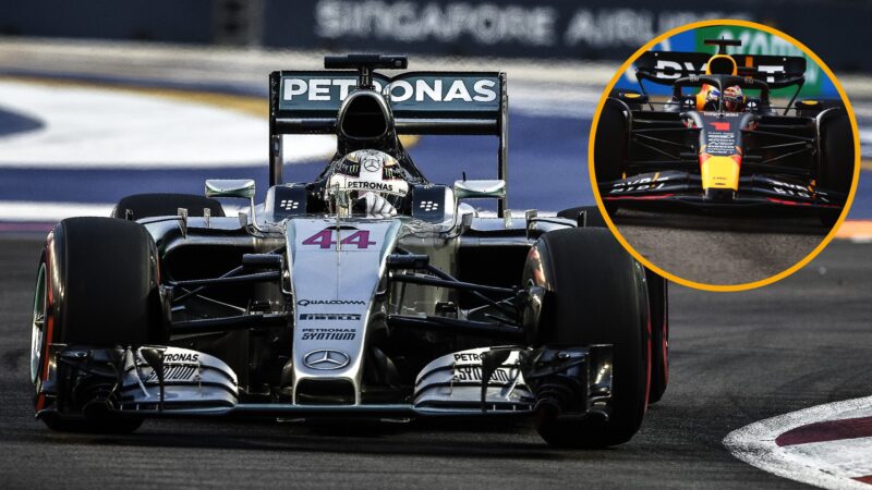Lewis Hamilton in 2015 Singapore GP and Verstappen in 2023 race
