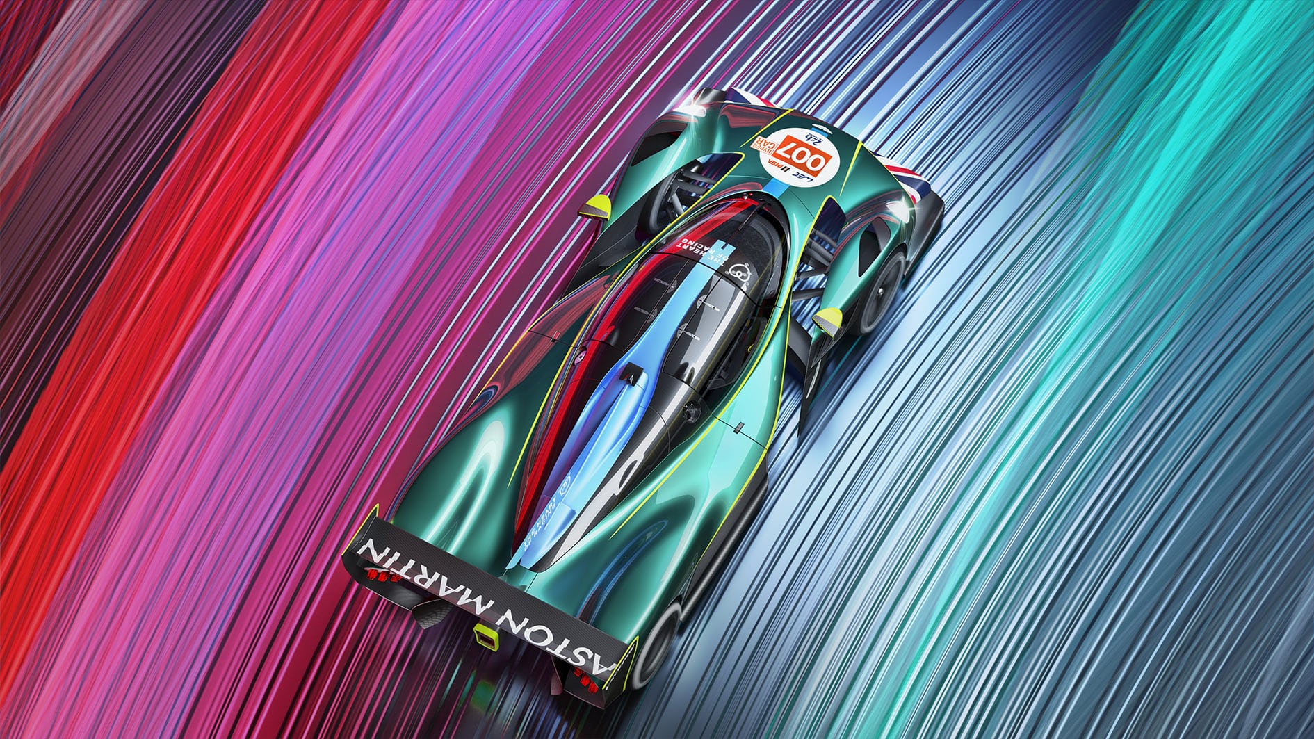 Overhead render of Aston Martin Valkyrie Le Mans hypercar