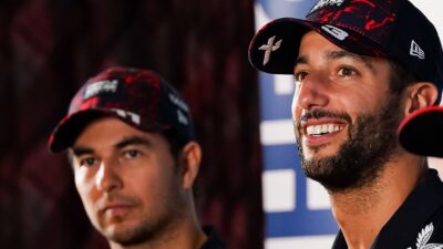 Daniel Ricciardo with Sergio Perez
