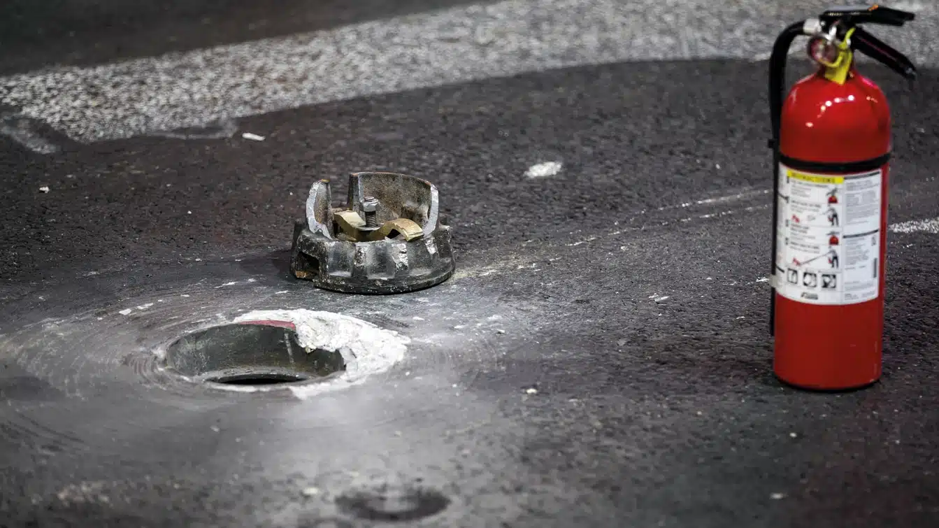 Carlos Sainz’s car pulled up a drain cover.