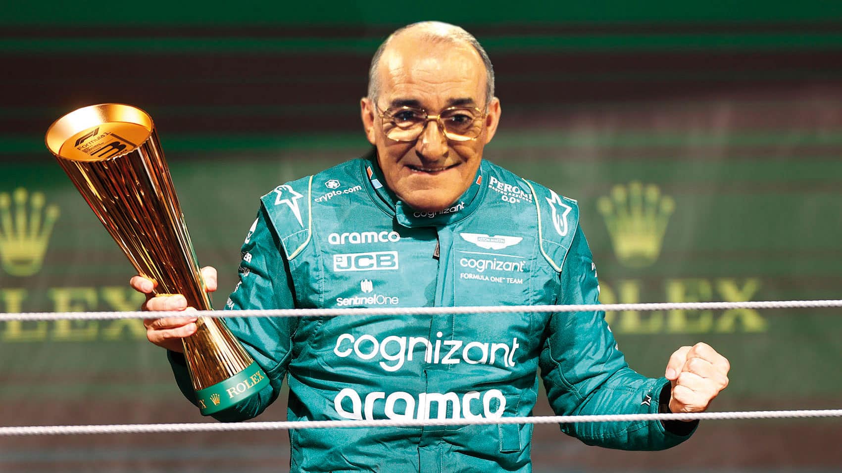 Jim Bowen holds trophy