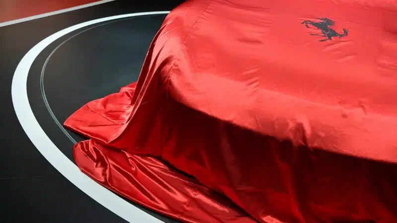 Cover on Ferrari at motor show