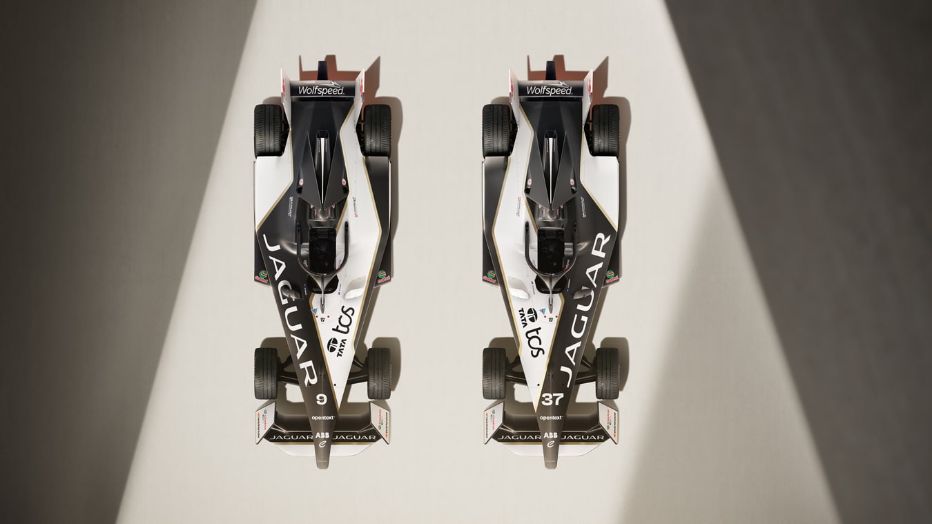 Jag Formula E car 2024 Ariel View