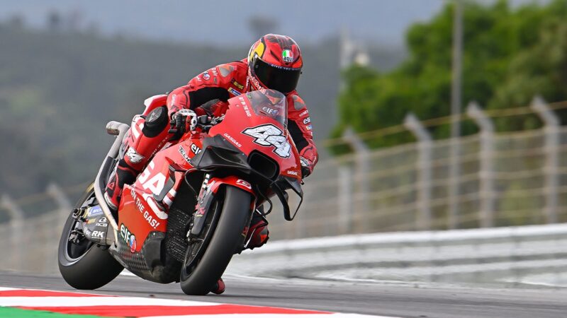Pol Espargaro sideways on MotoGP GasGas bike