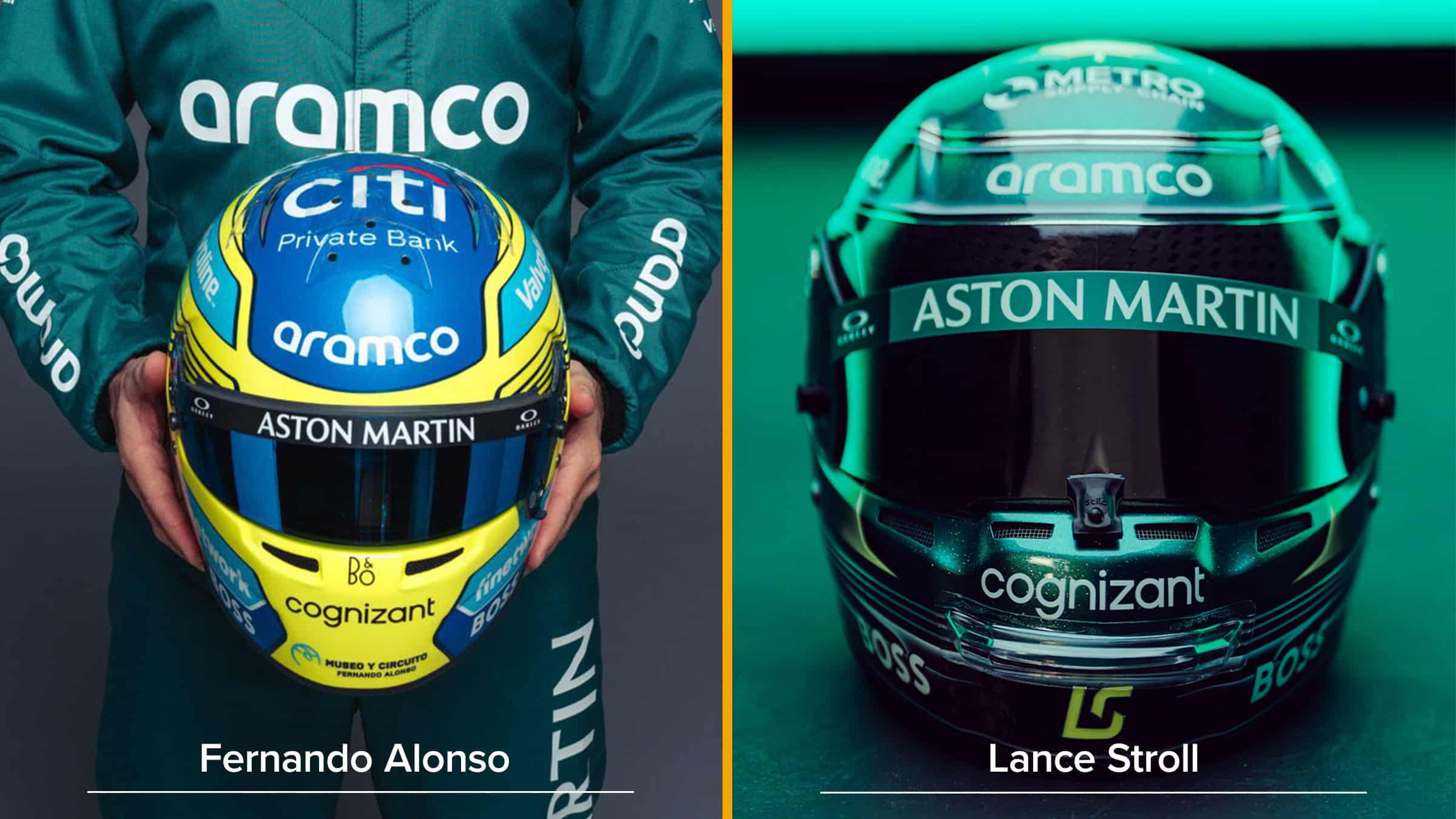 Aston Martin 2024 F1 helmet designs