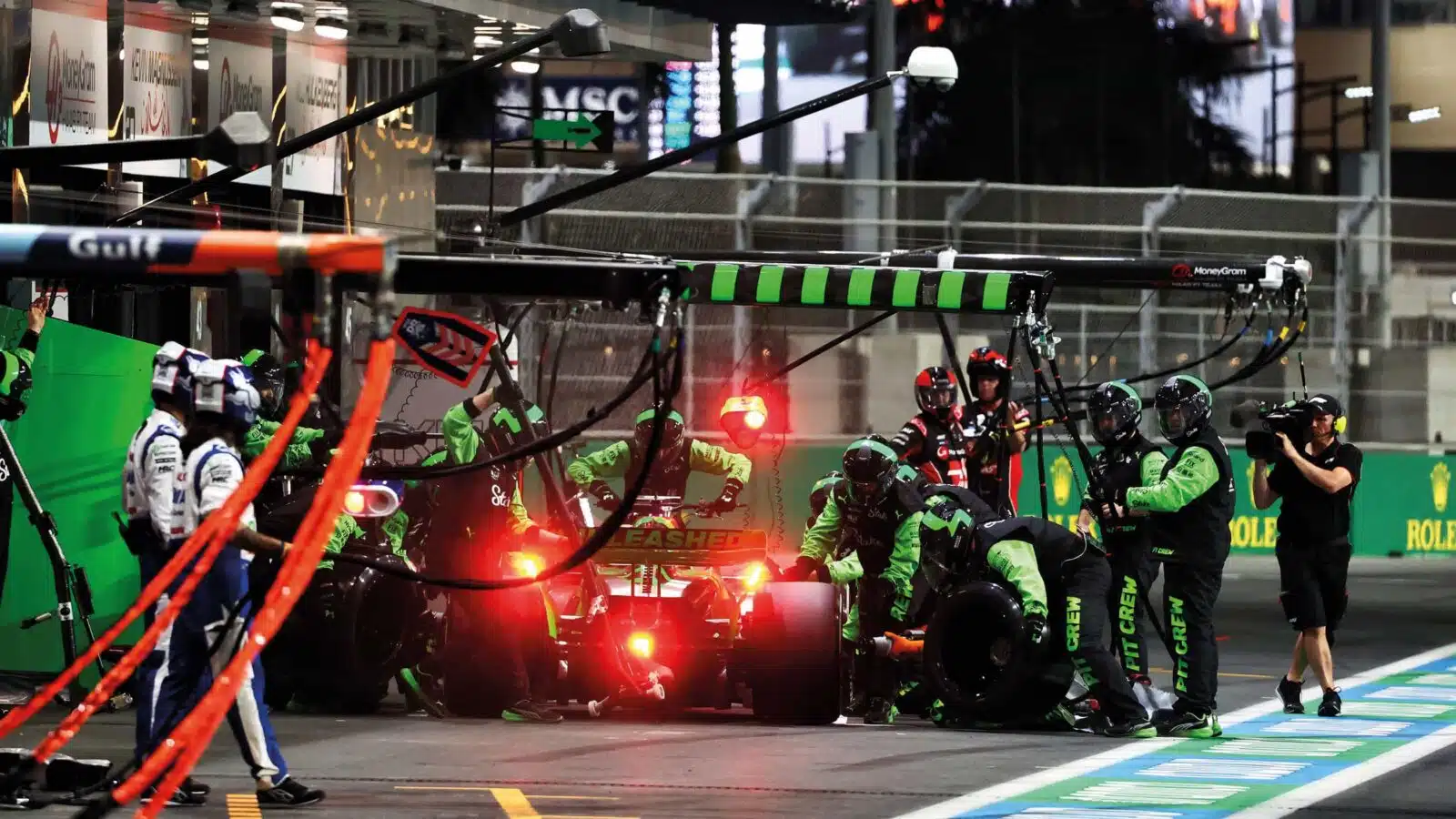 Bottas and Sauber in the pits at Jeddah
